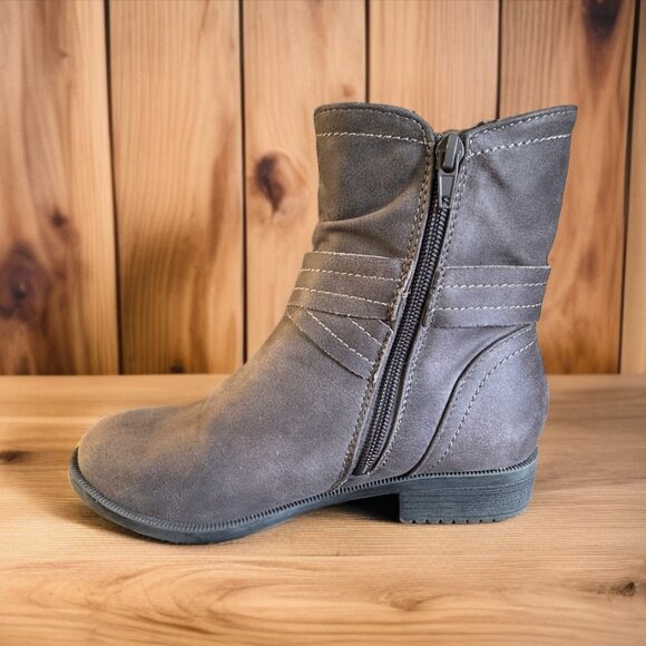 Dark Taupe Nubuck Vegan Leather winter boots Womens size 6 - Picture 2 of 5